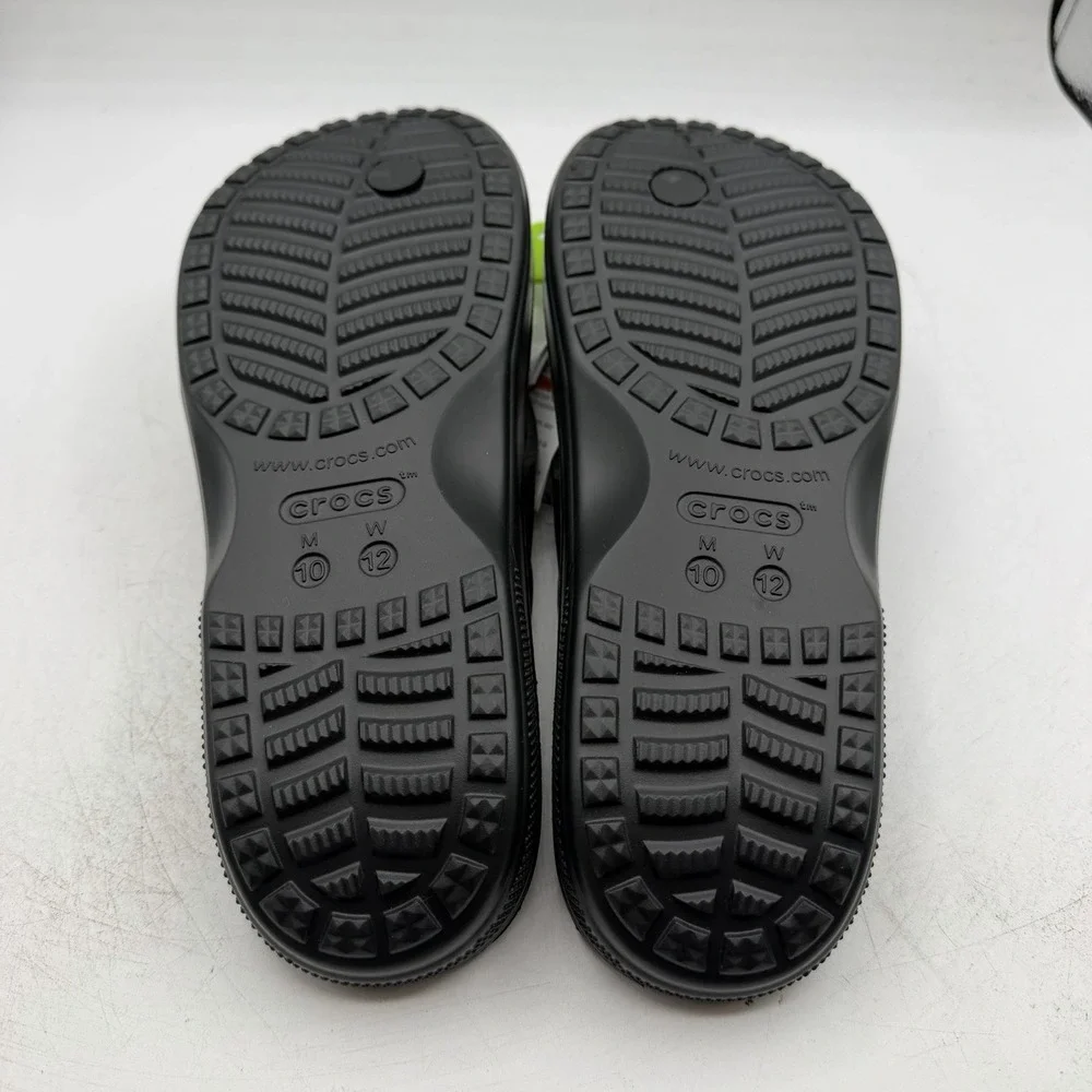 Crocs Baya II Flip Flops Mens 10 Womens 12 Black Thong Sandals 208192-001 NWT